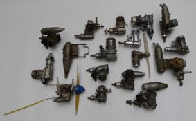 Sixteen glow igntion model aircraft engines to include Fox, Super Tigre .15 and 29, GMS 2000 40II, K