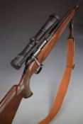 Browning European .243 bolt-action rifle with set trigger, chequered semi-pistol grip and forend,