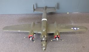 B25 Mitchell twin engine radio control aircraft of polystyrene construction powered by electric