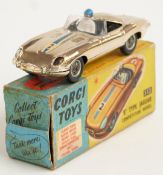 Corgi Toys diecast model 'E' Type Jaguar Competition Model with chrome body, black interior,