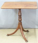 A 19thC mahogany table raised on turned support and tripod base, W68 x D50 x H70cm