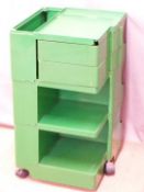 Joe Columbo retro green office tidy, W41 x D44 x H74cm