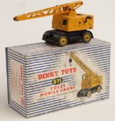 Dinky Toys Coles Mobile Crane with yellow body and hubs and black chassis, 971, in original box