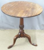 A 19thC mahogany tilt top table, diameter 70 x H72cm