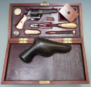 Continental Lefaucheux six-shot pinfire double action pocket revolver with ivory grips, engraved