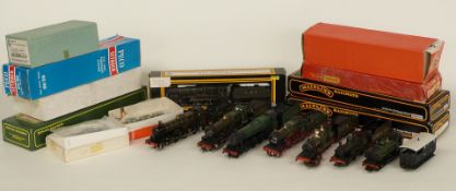 Eight Dapol, Mainline, Airfix, Tri-ang and similar model railway locomotives, some in original