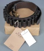 Purdey 20 bore leather shotgun cartridge belt with brass buckle, new with tags.