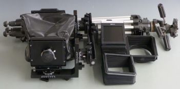 Horseman 4 x 5 inch monorail camera fitted with Rodenstock Sironar-N 1:5.6 f=150mm lens, together