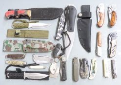 Eighteen folding and utility knives including Marksman, CCM Rostfrei and Whitby