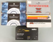 Ninety-three .243 rifle cartridges comprising Federal Ammunition, Winchester Super X and Sako