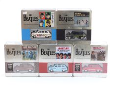 Five Factory The Beatles Single Sleeve Diecast Collectible models, two series 1 and three series