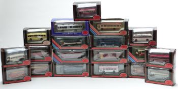 Nineteen Exclusive First Editions (EFE) 1:76 scale diecast model buses and coaches, all in