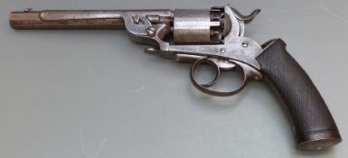 David Herman for Neumann Bothers & Co Belgian 54 bore six-shot double action revolver with chequered