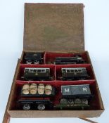 The Hornby Clockwork Train by Meccano 0 gauge set with 2710 locomotive, tender and two coaches