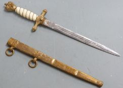 Nazi German style Naval dagger with 23cm blade and sheath