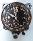 WW2 Nazi German Luftwaffe Junghans J30BZ1 aircraft cockpit clock, as fitted to Messerschmitt 109 and