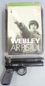 Webley Junior Mk II .177 air pistol with named and chequered grips, serial number 359, in original