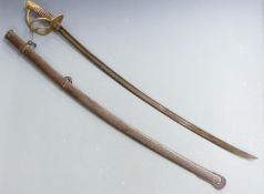 US Civil War sword with metal scabbard, marked U.S. 1864/Chelmsford Mass, blade length 88cm
