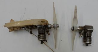 Two Oliver Tiger vintage diesel compression ignition model aircraft engines