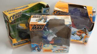 Three Hasbro Action Man vehicle sets Super Speed Bike, Snowball Mobile Fire Polar Scooter and Arctic