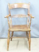 A 19thC elm seated armchair, H95cm