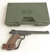 Walther LP Model 3 .177 target air pistol with shaped wooden grips and adjustable trigger, sights
