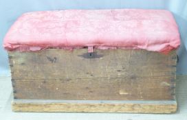 Large stained pine trunk, W103 x D55 x H52cm