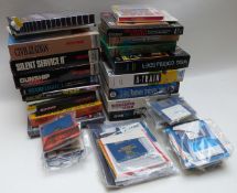 Fourteen Commodore Amiga and similar video computer games including Gunship 2000, Silent Service II,
