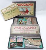 Two Meccano construction sets 1 and Accessory Outfit 1A, both in original boxes.