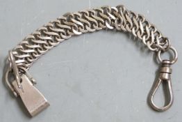 Early 20thC WW1 nickel silver Army sword hanger, 27cm long.