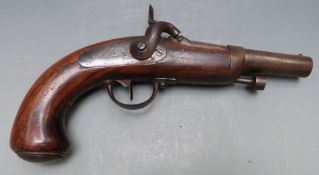 French percussion hammer action customs coat pistol with 'Mre Imp de Chatellerault' engraved to