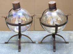 Pair of garden oil lamps or similar, height 36cm