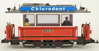 Lehmann LGB G gauge model railway Chlorodont passenger trolley tram, 2036.