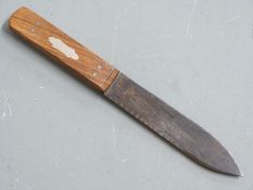 Green River knife with inlaid Lignum Vitae handle by Jonathan Crookes, Sheffield, England, L23,