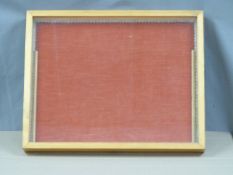 A pine glazed table top display cabinet with lined interior, W56 x D45 x H6.5cm