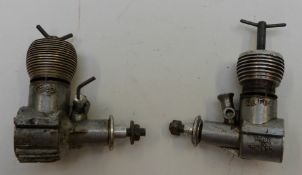 Two Elfin vintage diesel compression ignition model aircraft engines, one 149 the other 249
