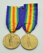British Army two WW1 Victory medals named to 2862 Pte G Porter, Notts & Derby Regiment (7th Robin