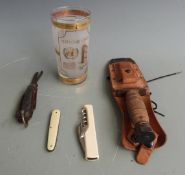Canadian helicopter pilot survival knife together with three other knives, a DPM shirt with a number