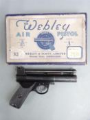 Webley Mk 1 .177 air pistol with chequered composite grips, serial number 64444, in original box