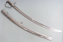 British 1796 pattern Light Cavalry sword with wire bound grip, 83cm curved blade and metal scabbard