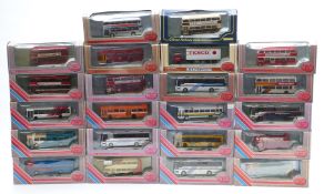 Twenty-one Exclusive First Editions (EFE) 1:76 scale diecast model buses and coaches, all in