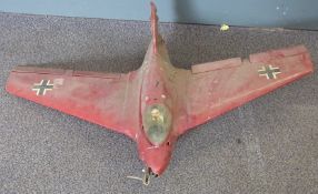 Messerschmitt 163 Komet model aircraft to suit petrol powered radio control, wingspan 105cm