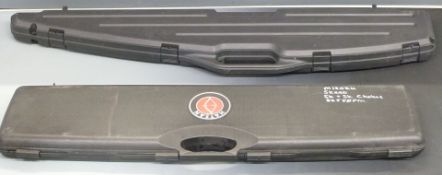 Two rifle hard carry cases one Hatsan (112x28x8cm) the other Dosko Sport (134x29x8cm) both with