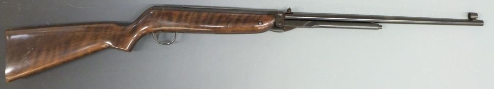 Webley Mark 3 .177 air rifle with semi-pistol grip, named plaque inset to the stock and adjustable