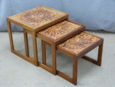 G Plan retro nest of three tile topped tables, W50 x D47 x H47cm