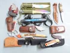 Fourteen hunting and skinning knives including Remington, Browning and an Inox diver's knife