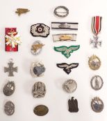 Replica Nazi German badges including enamel Olympic example, engagement badges, Luftwaffe etc