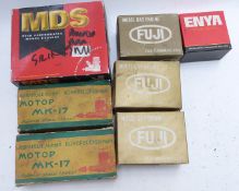 Large collection of model aircraft engine boxes to include Fuji, Enya, A.M., OS, Irvine, MDS,