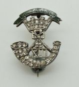 British Army 13 Regiment of Foot (Somerset Light Infantry) silver, paste and enamel sweet heart