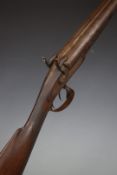 A Agnew of Welshpool 12 bore side by side pinfire shotgun with named and engraved locks, chequered